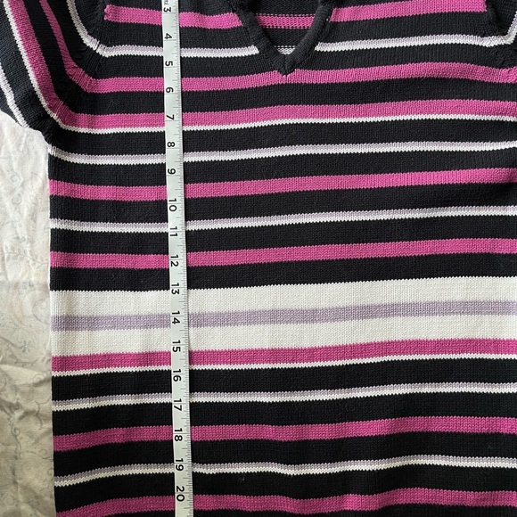 EWM Black and Pink V-Neck Striped Sweater - Picture 5 of 9